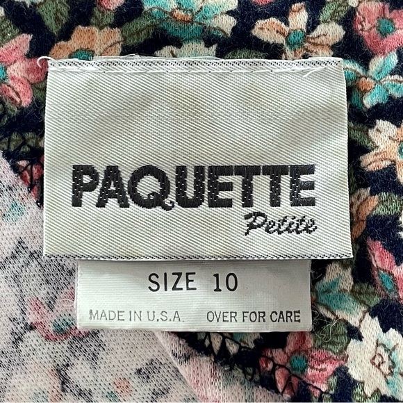 Paquette Petite Vintage 80s Puff Sleeve Ditsy Floral Midi Dress Size 10P - Picture 12 of 13